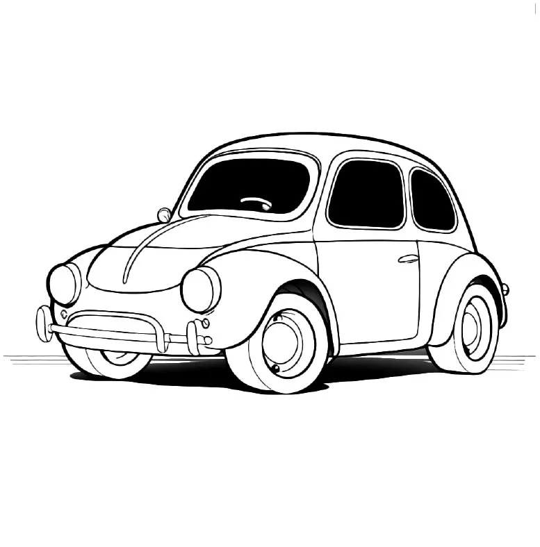 A small rounded classic car with a curved roof